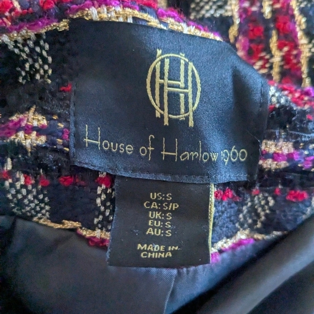 House of Harlow 1960 Tweed Cropped Jacket Gold Buttons - Picture 8 of 8